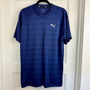 Puma‎ Active T-Shirt Athletic Training Gym Running Top Blue Mens Large